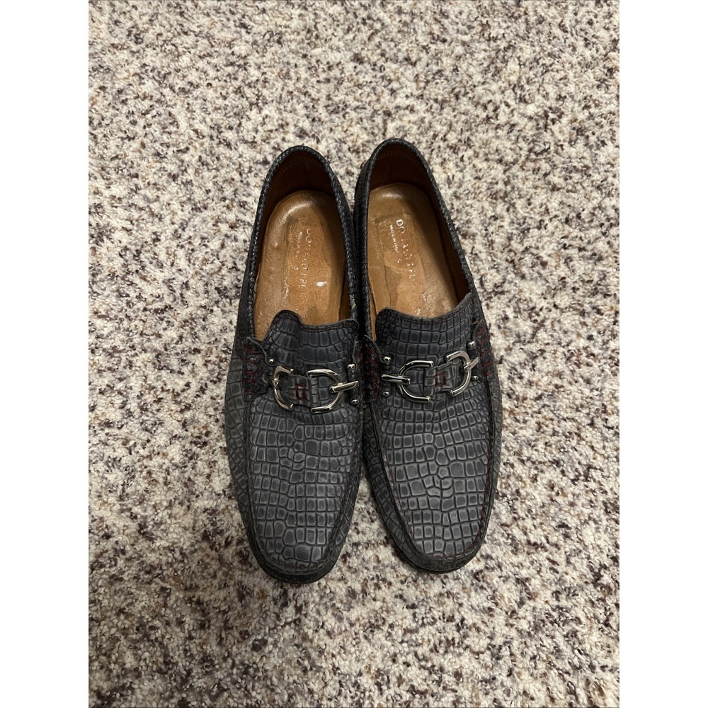 donald pliner mens shoes Gray Leather Sz 9.5 Made In Italy